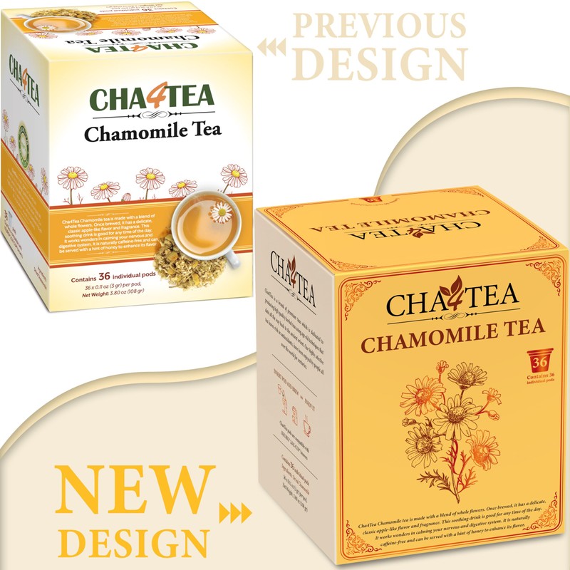 Cha4Tea 36-Count Pure Camomile Herbal Tea Pods Compatible with Keurig