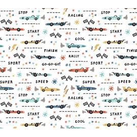 Racing Gift Wrap Race Car Wrapping Paper - Folded Flat 30 x 20 Inch - 3 Sheets