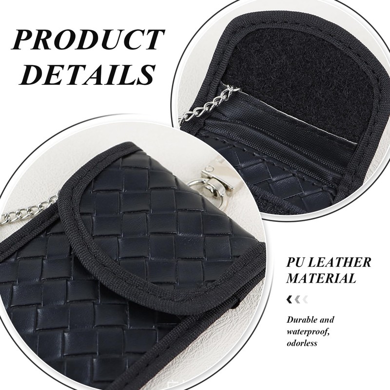 2 Pieces Woven Key Bag, Pu Leather Key Bag, Signal