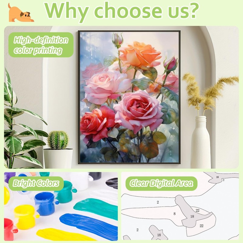 Flower Paint by Numbers for Adults, Flower Paint by Number