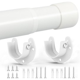 Closet Rod, 17 to 82 Inch Closet Rods for Hanging Clothes, Heavy Duty Adjustable Closet Hanging Rod Bar White Closet Poles for Wardrobes, Closet, Bathroom, Windows,1.3 Inch Diameter