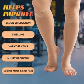 EVOPLECI 20-30mmhg Skin Compression Socks for Women Nursing and Man Tight Stockings Support Socks for Women Compression Varicose Veins,Running,Nursing,Athletic Sports(SKIN TALL M)