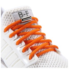 Olukssck [2 Pairs] No Tie Elastic Shoelaces - Tieless Shoe Laces for Kids, Adults, One Size Fit All, Orange