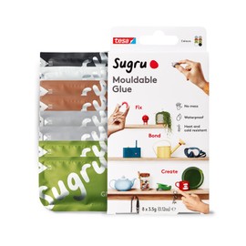 Tesa Sugru Super Glue - Waterproof Wood Glue for Home Improvement & Crafts - Use as a Poster Putty or Silicone Adhesive for Repairing & Bonding - 8 Pack - Natural Colors (3.5g/ea)