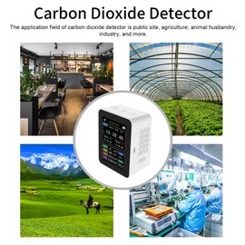 Tuya WiFi Intelligent Air Quality Detector PM2.5 CO2 TVOC HCHO Temperature Humidity 6 In 1 Detector Time Date Week Display Mobilephone APP Remotes Viewing 2 Sets Alarm Clock Home Indoor Desktop Air Quality Monitor