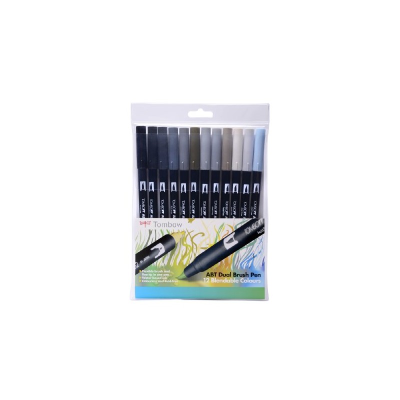 Tombow ABT Dual Brush Pen - Grey Colours (Pack of