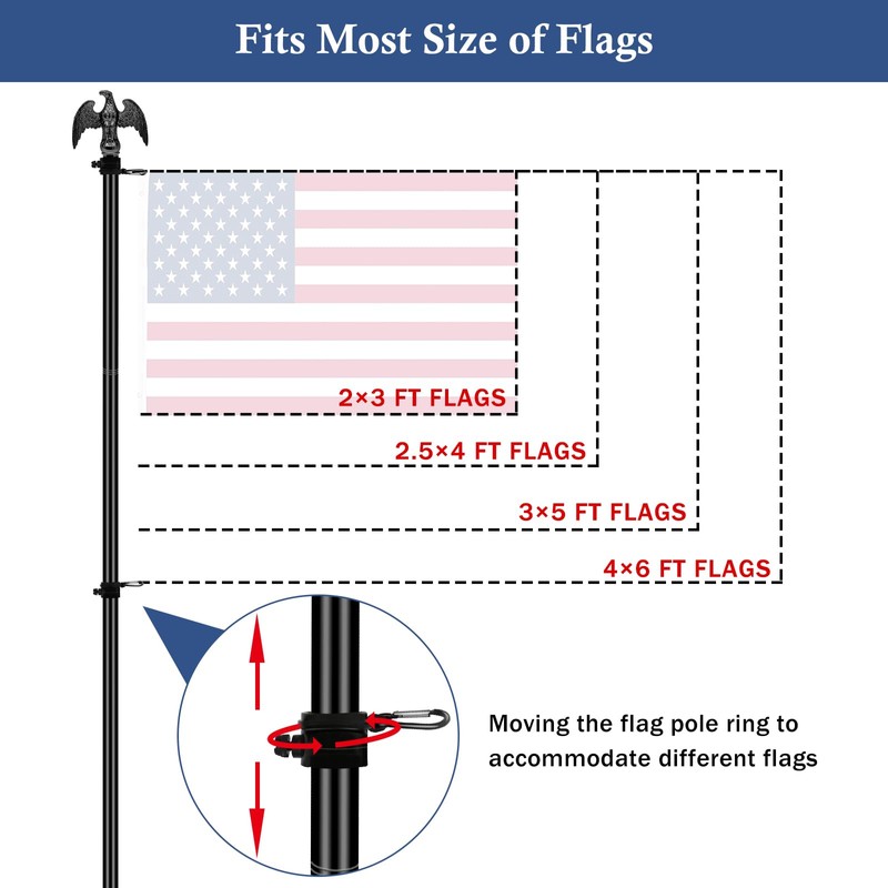 NQ 6 FT Flag Pole for Outside House with Eagle