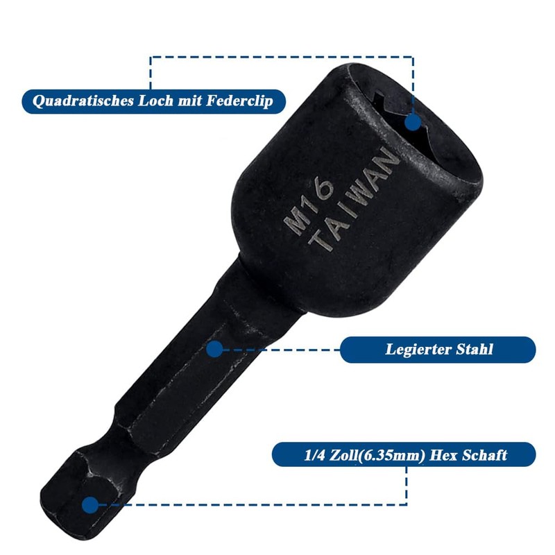Mesee 8 Pieces M4-M16 Tap Socket Adapter, 1/4 Inch Hex