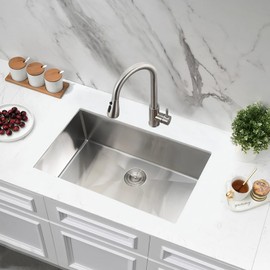 Jshozzy 30 Undermount Kitchen Sink, 30x19 Inch Kitchen Sink with Sprayer Faucet Combo 18 Gauge Stainless Steel Single Bowl Under Counter Deep Basin