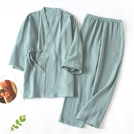 Japanese Kimono Pajama Set for Men & Women – 100% Cotton Two-Piece Loungewear for Relaxing at Home