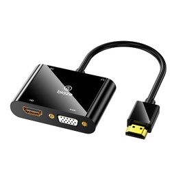 biaze HDMI to VGA and HDMI Adapter, Dual Output 1080P Video Converter with Audio, USB-Powered HDMI Splitter for Laptop, TV Box, Projector, Monitor