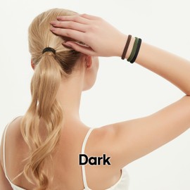 Qooocy 8MM No-Slip Women Hair Ties for Thick & Curly Hair, 12 Pcs, Dark