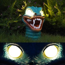 Jiasku Unique Solar Snake Garden Statue – Outdoor Snake Decorations for Garden Patios, Yards, Lawn Ornament(Snake Head Garden Statue)