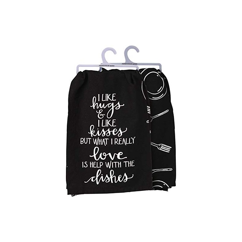 Primitives by Kathy Decorative Kitchen Towel, 28" x 28", Black