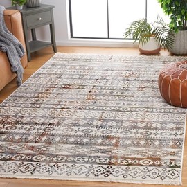 SAFAVIEH Persian Collection Area Rug - 5'3" x 7'7", Ivory & Rust, Boho Fringe Design, Non-Shedding & Easy Care, Ideal for High Traffic Areas in Living Room, Bedroom (VTP660A)