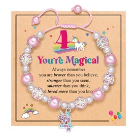 UPROMI 4 Year Old Girl Birthday Gifts Best Coolest 4th Unicorn Birthday Decorations Gifts Little Girls Bracelet Christmas