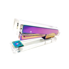 Rainbow Stapler Clear Acrylic Body Colorful Desktop Stapler with Classic Modern Design Executive Spring Powered Manual Stapler for Office and Desk Accessories Gift