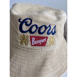 Mad Engine Coors Banquet Classic Logo Beige Corduroy Bucket Hat Md Engine NEW