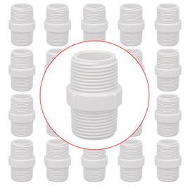20Pack 3/4 Inch PVC Nipple Male Thread Coupling Adapter Connector (Male x Male) 3/4" PVC NPT Male Thread Coupling Pipe Fitting for Thread plumbing Pipe, Home or Industrial Use, Schedule 40