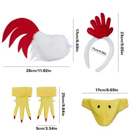 AVIFU Unisex Chicken Costume Adult White Rooster Chicken Furry Headband Tail Nose Mask Carnival Thanksgiving Animal Costumes