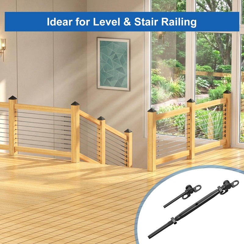 PLANTOP 20 Pairs 1/8" Black Cable Railing Kit, T316 Stainless