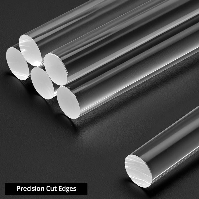QWORK Acrylic Dowel Rod, 6 Pack 1/2" W x 12"