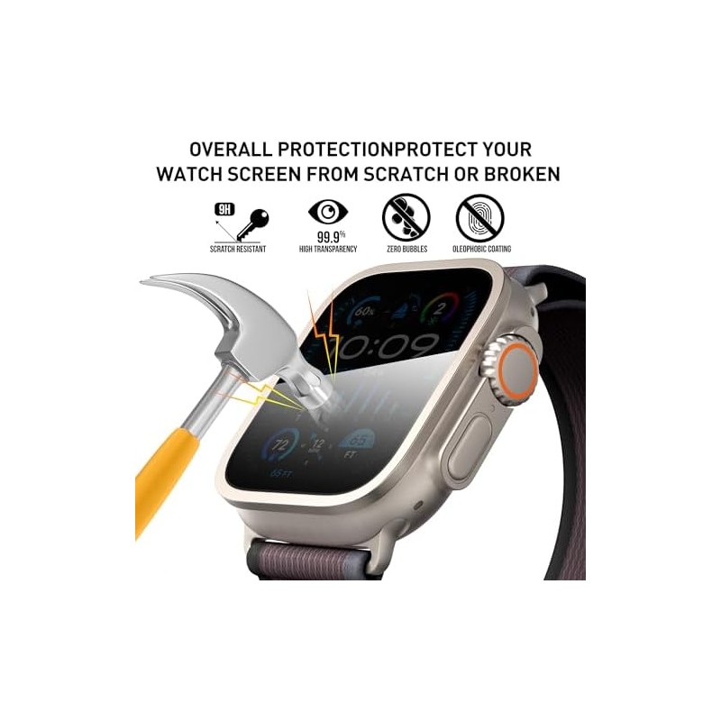 Suoman 2PCS para iWatch Ultra 321 49MM Protector Pantalla,TitanioTitanio