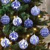 Preboun 12 Pcs Blue and White Chinoiserie Ball Ornaments Christmas