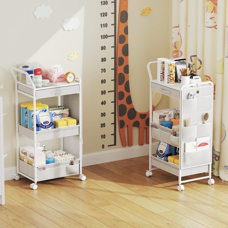 BBLIKE 3-Tier Diaper Caddy Organizer - Rolling Utility Baby Cart