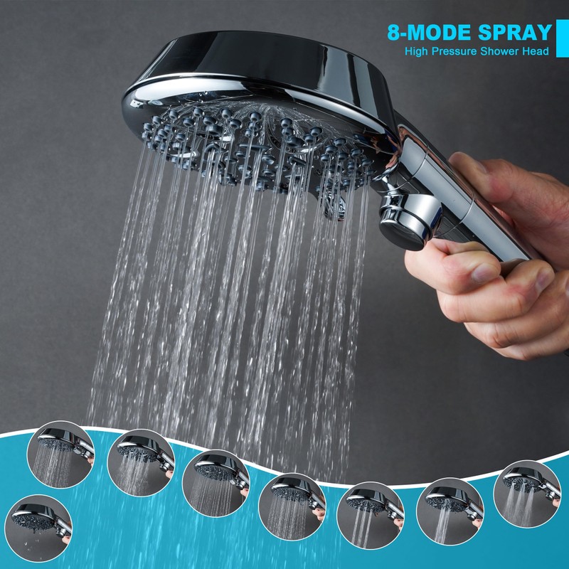 Umyder Handheld Shower Head with ON/OFF Switch,Detachable 8 Mode High
