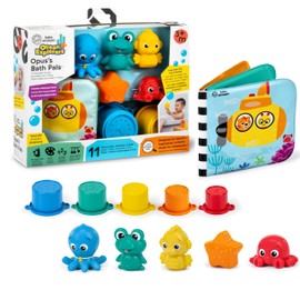 Baby Einstein Ocean Explorers Opus Bath Pals 11-Piece Gift Set, Waterproof Bath Book, Bath Cups, Animal Shape Bath Toys for Baby and Toddler, Ages 3 Months and Up