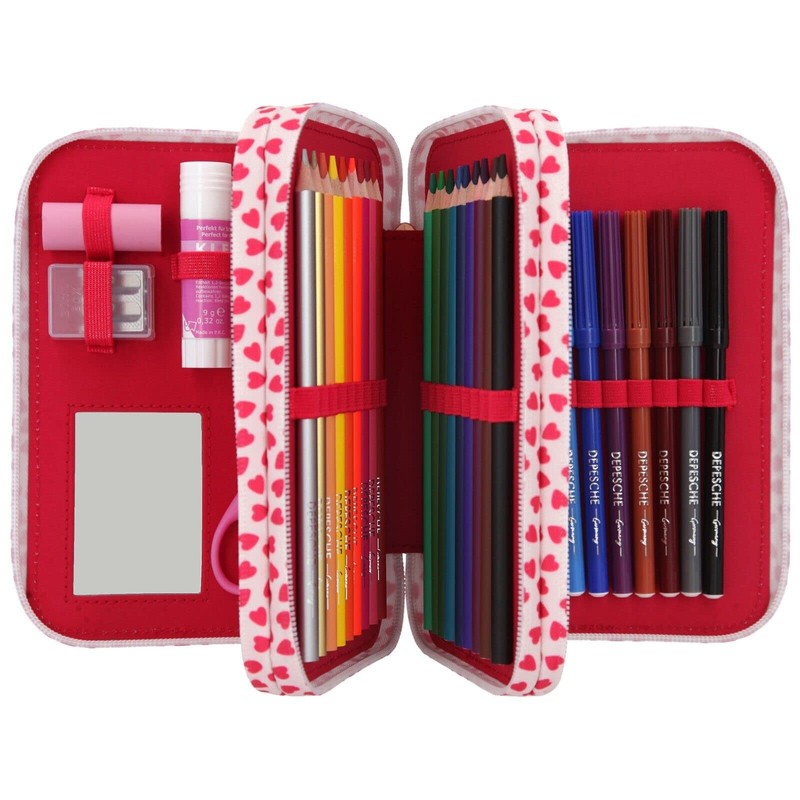 Depesche TOPModel 11481 Beauty Girl 3-Compartment Pencil Case Filled with