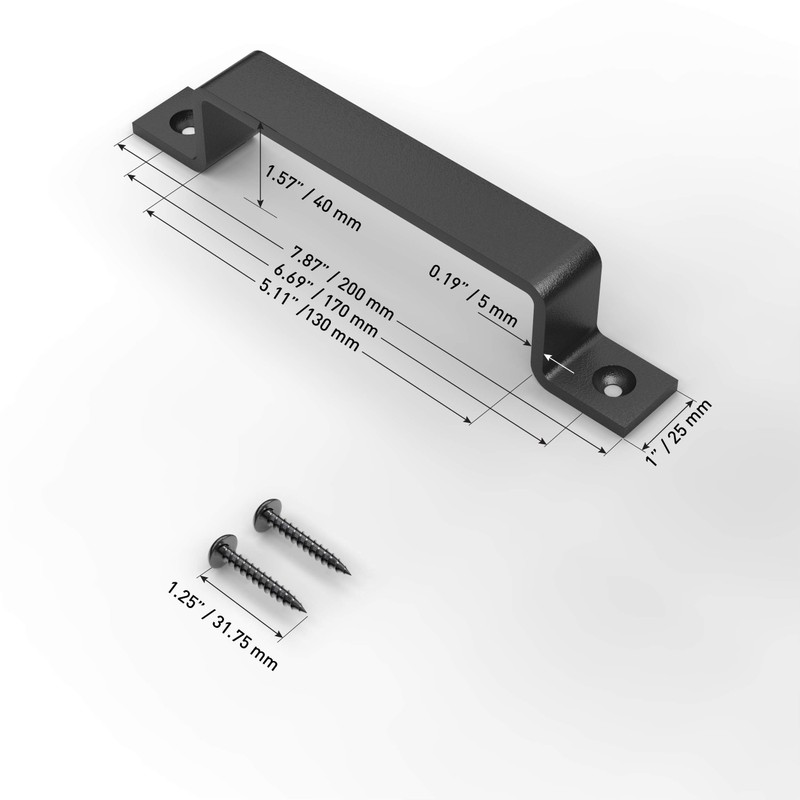VivaLight 8 Inch Straight Bar Barn Door Handle - Black