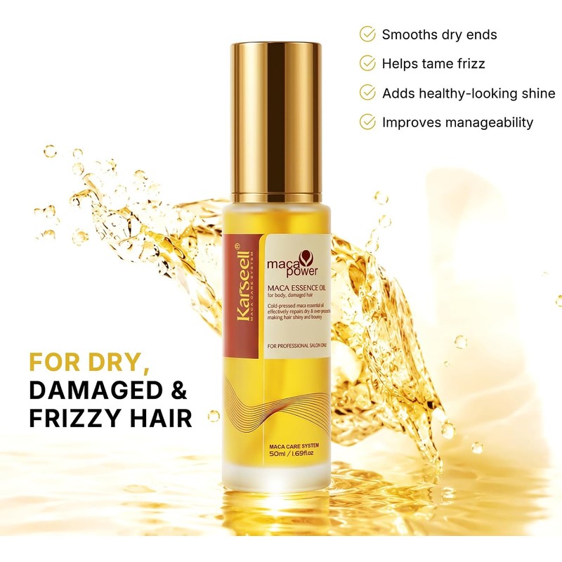 Karseell Aceite de Nuez Marroquí para Cabello, Presión Fría, 1.69