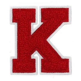 Letter K - 2-1/2" Chenille Stitch Varsity Iron-On Patch by pc, TR-12154 (Red)