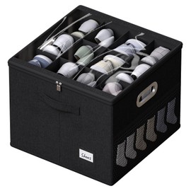 FHSQX Shoe Organizer for Closet,Fits 12 Pair,Shoe Storage Bins with Clear Cover & Adjustable Dividers for Shoes,Shoe Box Storage for Handbags,Blankets,Linen,Clothing