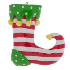 Red and White Striped Elf Stocking Ornament Christmas Tree Trimming Home Decoration 3" Width