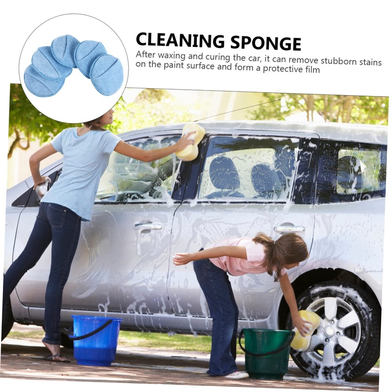 CHILDWEET 5Pcs Microfiber Buffing Pads Versatile Polishing Sponges for Car