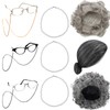 9 Pcs Old Lady Party Costume Set Grandma Granny Wig