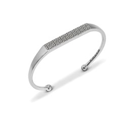 COACH Men's Unisex Sterling Silver Signature Quilted Cuff Bracelet