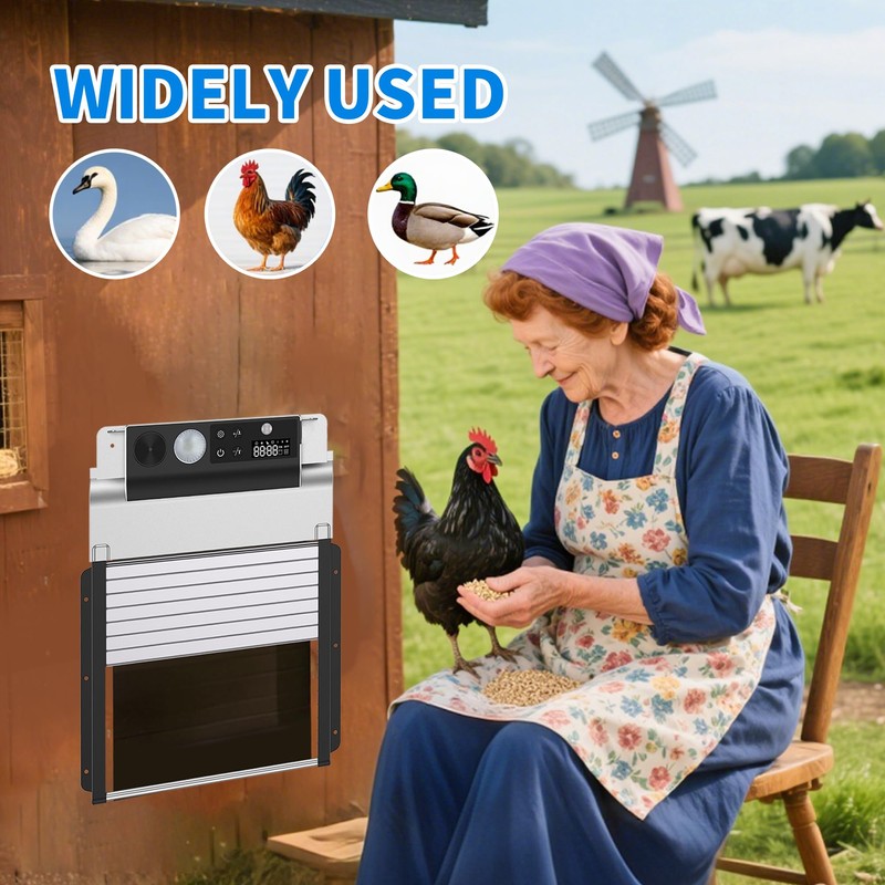 Automatic Chicken Coop Door, Solar Powered Roll-Up Chicken Door with