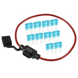 A ABSOPRO 15A Mini Blade Stye Fuse 16 AWG Fuse Holder Waterproof 16 Gauge Fuse Holder Blade Style Inline Fuse Holder Metal Black