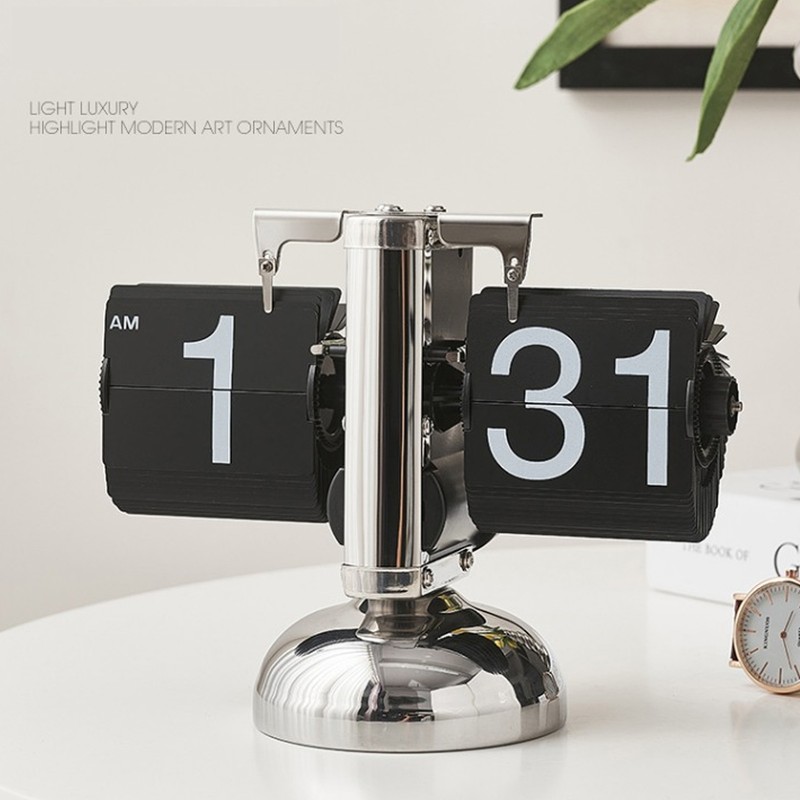 Digital Flip Down Clock Retro Minimalist Single Foot Mechanical Auto