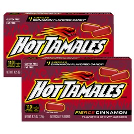 Hot Tamales Fierce Cinnamon Candy, 4.25oz Box Each (Pack of 2) Theater Box, Cinnamon Candy, Gummy Candy, The Hampton Candy Company