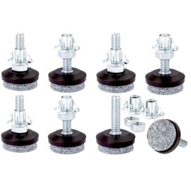 Furniture Levelers- Adjustable Felt-Bottomed Pads,Pack of 8, Chair Leveling Glides,Heavy Duty Threaded Furniture Glides- Hardwood Floor Protectors- Leveling feet (8)