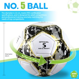 Size 4 Football Unisex - Adult Hybrid Training Football for Children and Adults Football Fans Items Football Lovers Birthday Gift Regular Play (Black Gold, Size 4)