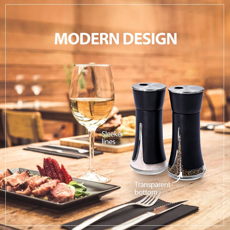 Black Salt and Pepper Shakers by Aelga, Salt Shaker with