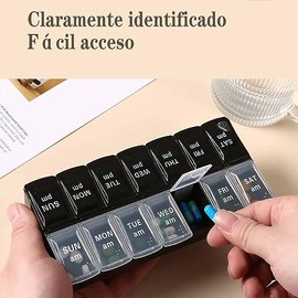 GeorgeX Organizador de Pastilla con 7 Compartimentos, Pastillero de Viaje Portátil de 7 Días Diarios (black05)