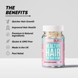 HAIR BURST HAIR BURST Biotin Hair Vitamins - Safe for Pregnancy, Breastfeeding & Postpartum - Hair Loss Supplement to Essential for New Mums - Contains Zinc, B Vitamins & Folic Acid (30 Day Supply)