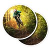 Vinyl Round Stickers (Set of 2) 10cm - Mountain Biker